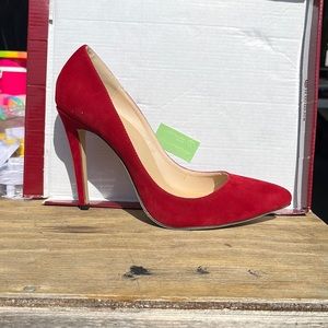 Red suede heel